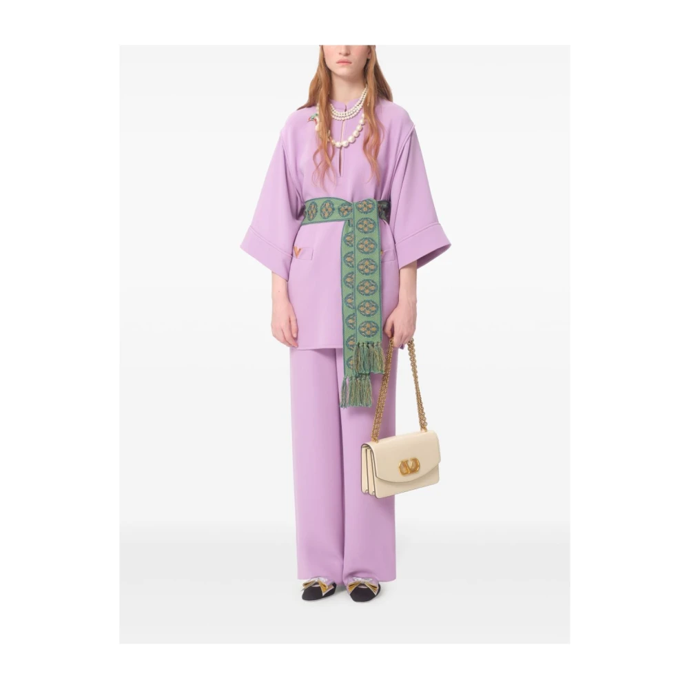 Valentino Lila Zijden Flared Broek Purple Dames