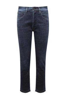 Slim High Rise Navy Blue Trousers
