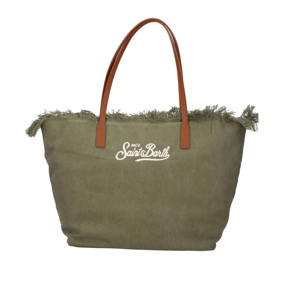 Mc2 Saint Barth Women's Green City Bag Mid Fringe - Shopping Bags - One Size - Bags