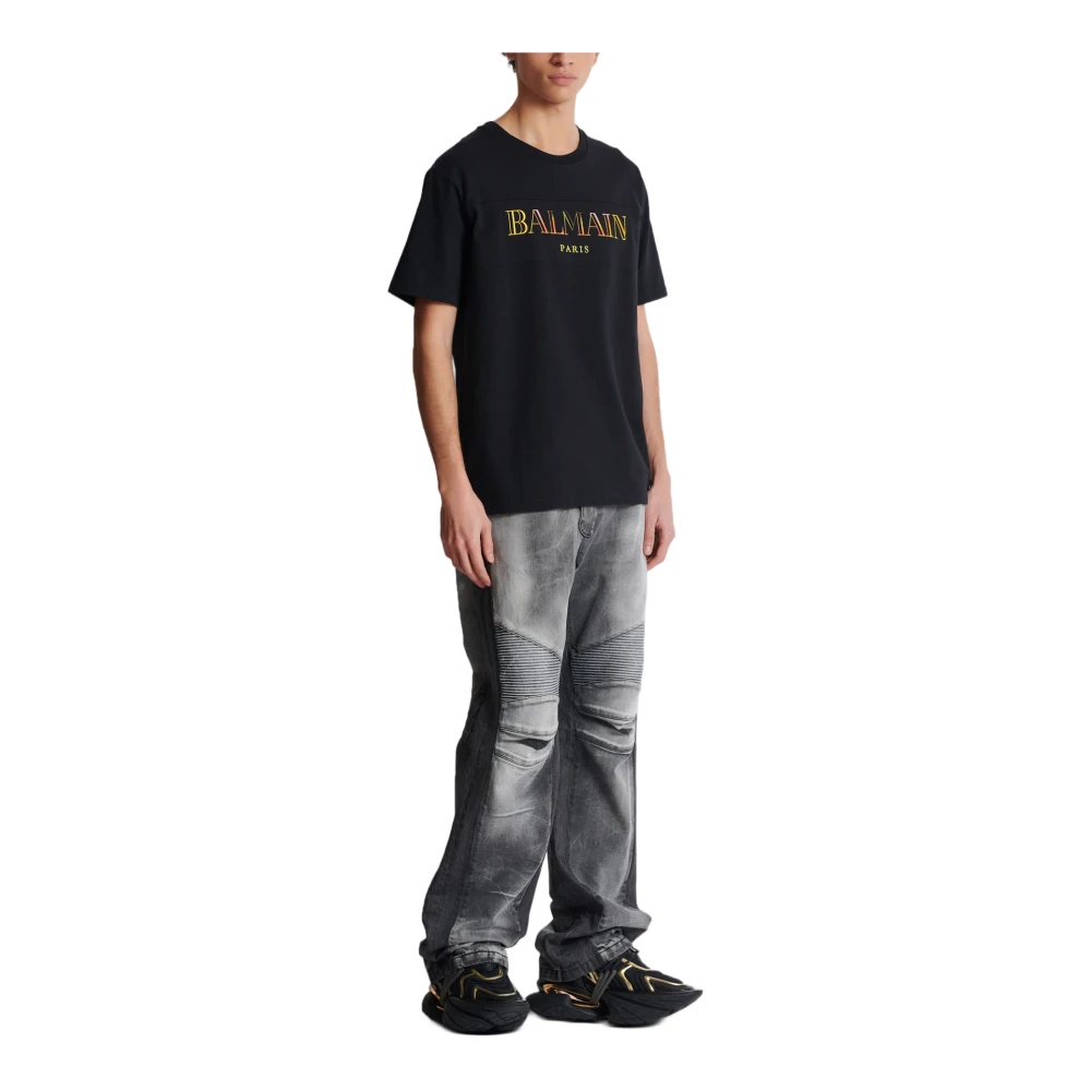 Balmain Vintage geborduurd T-shirt Black Heren