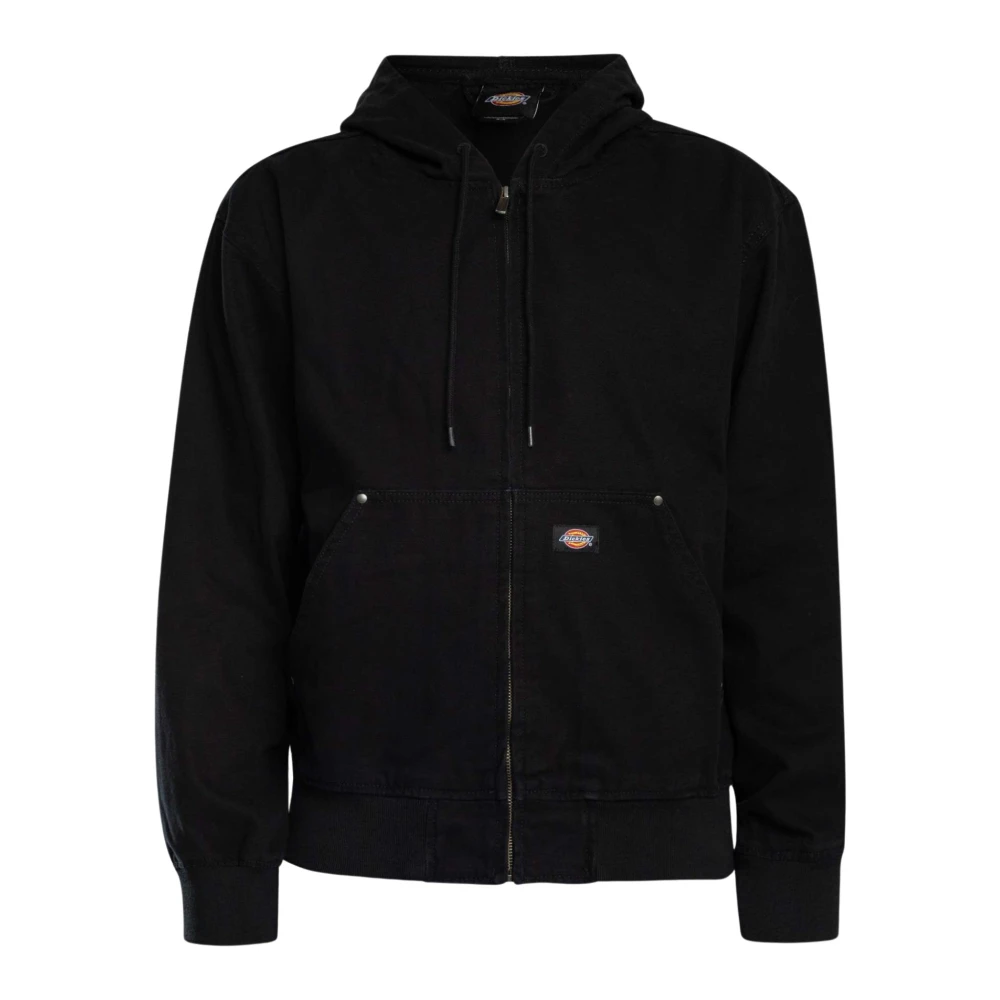 Dickies Men's Black Zip-Throughs, M, Unlined Canvas Hooded Bomber