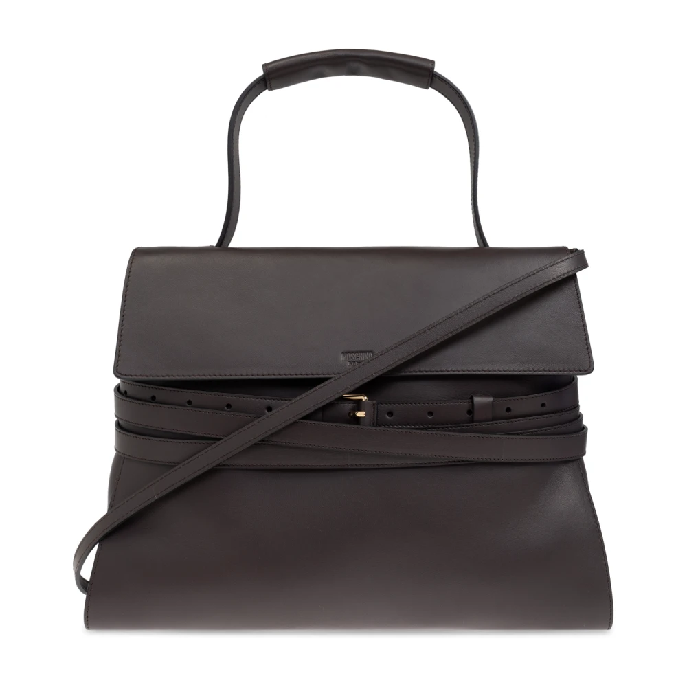 Moschino Handtas met logo Brown Dames