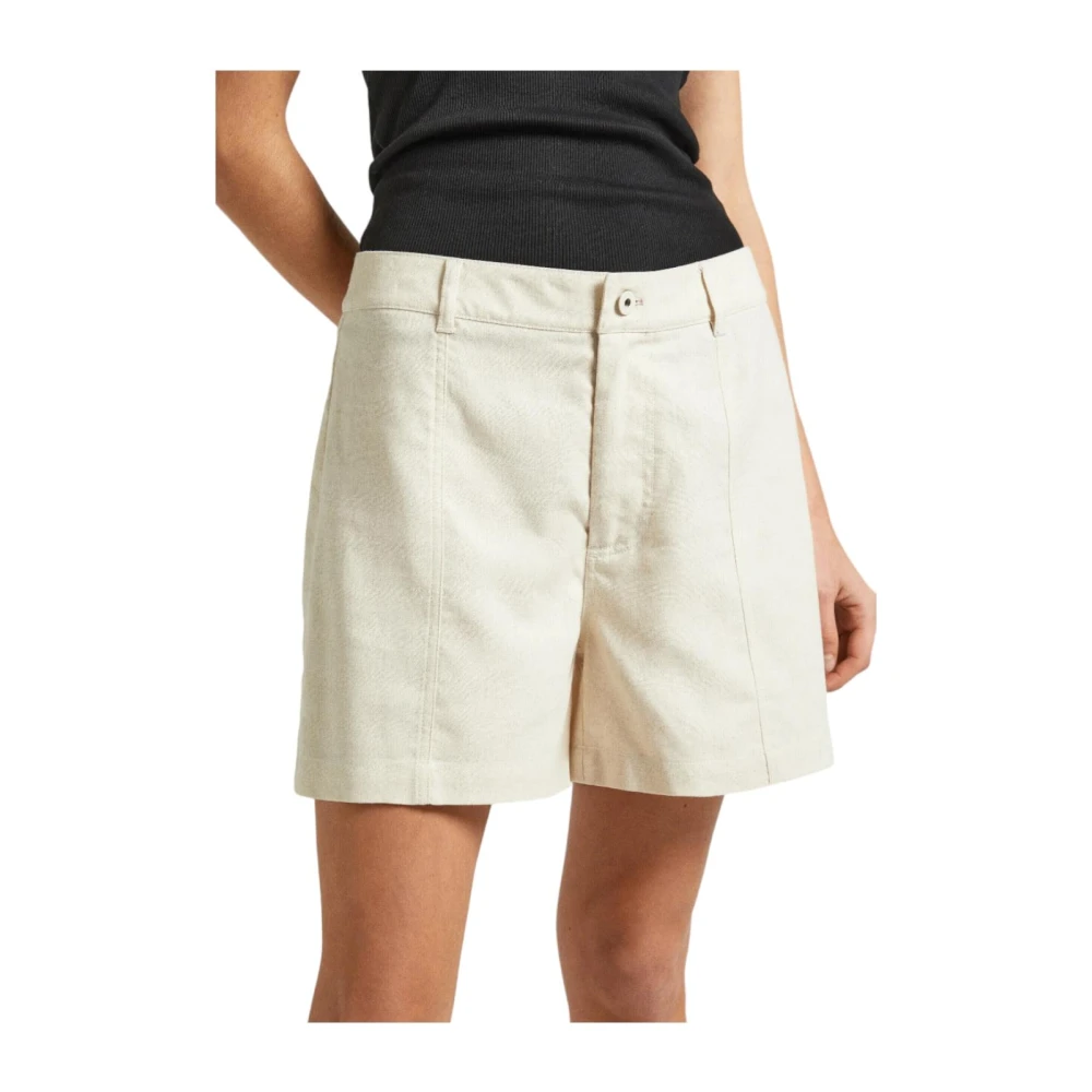 Pepe Jeans Women's White Short Shorts, S, High Waist Casual Shorts