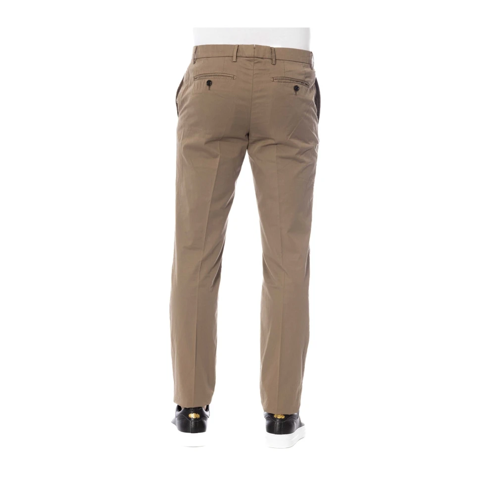 Trussardi Stijlvolle Broek met Knoop- en Ritssluiting Brown Heren