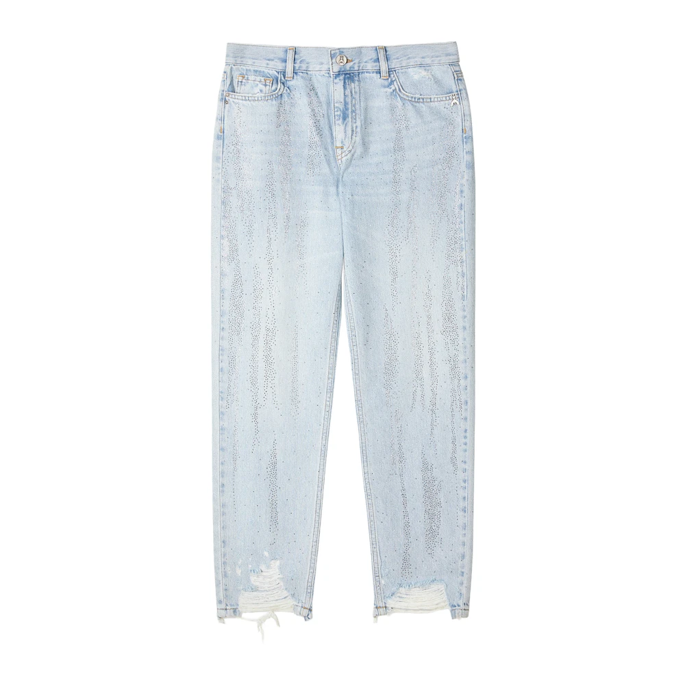 Patrizia Pepe Kvinno Blå Jeans Dam, W27, Bomull, Rhinestone Detail Jeans