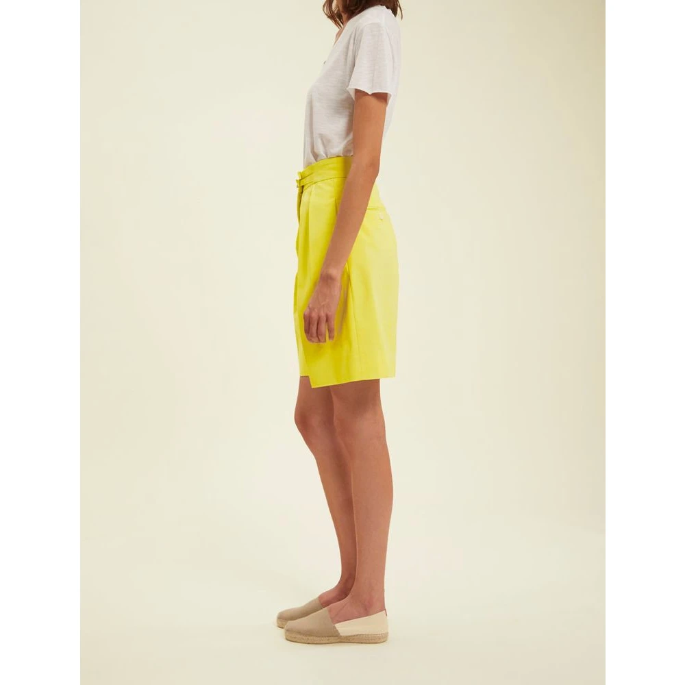 Ines De La Fressange Paris Gele Pruim Hoge Taille Canvas Shorts Yellow Dames