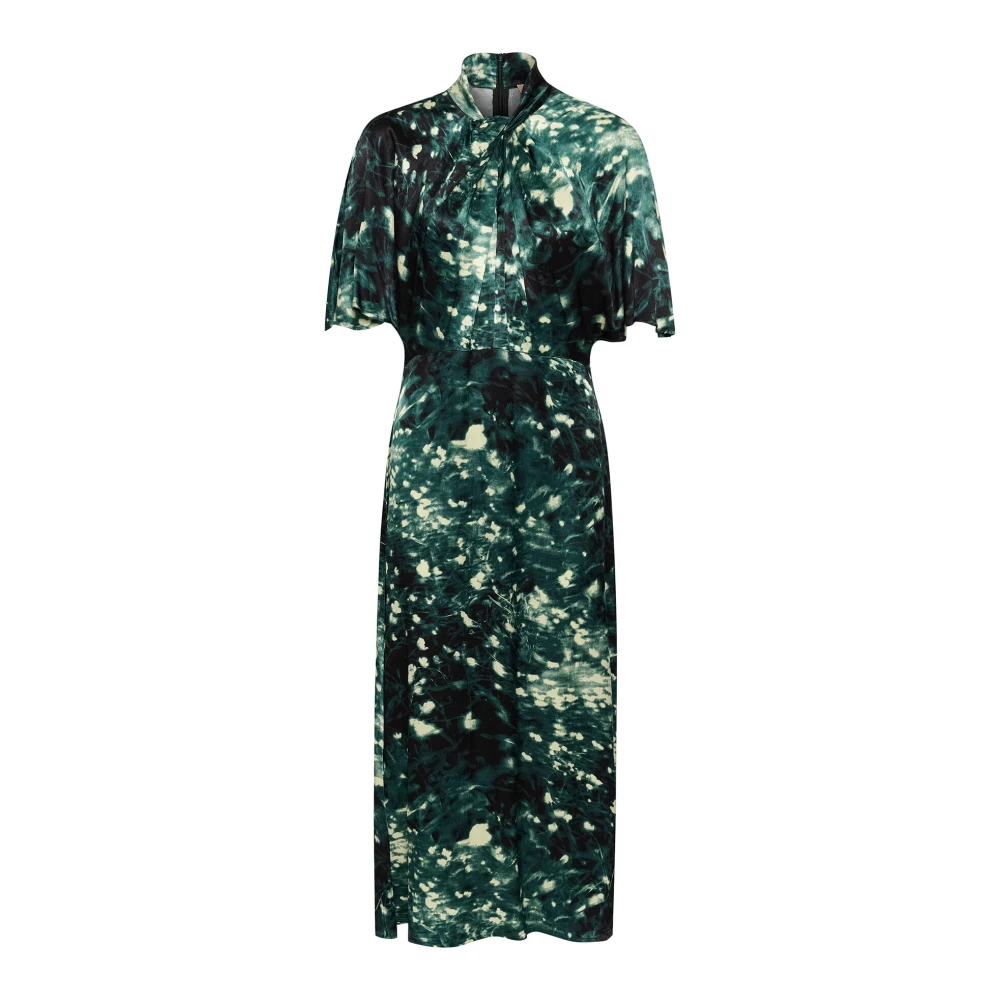 Soaked in Luxury Regenwoud Splash Print Jurk Green Dames