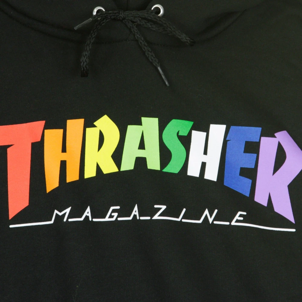 Thrasher Zwarte Regenboog Hoodie voor Mannen Black Heren