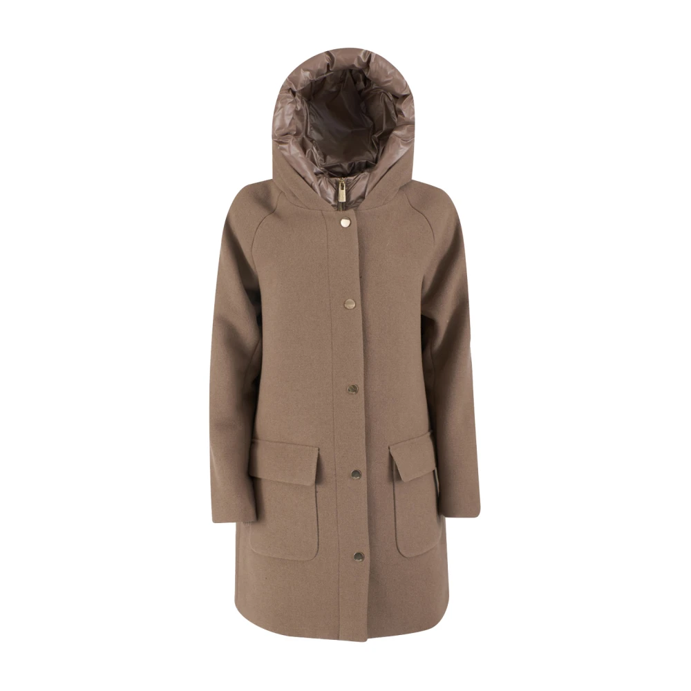 YES ZEE Bruine wollen jas met afneembare gewatteerde bodywarmer Brown Dames