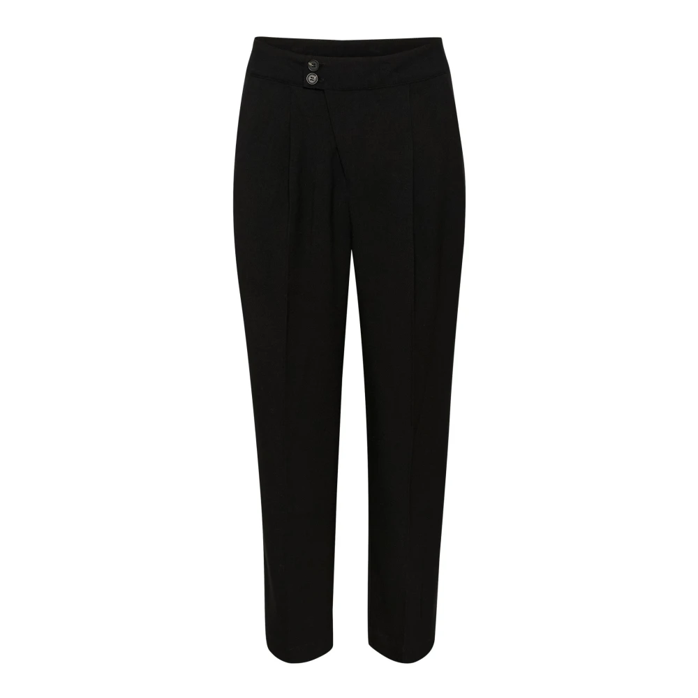 Kaffe Donna Nero Pantaloni Con Bottone Merle 7/8 - Immagine 2