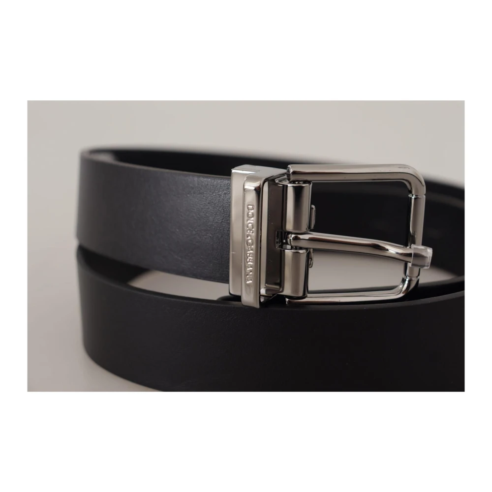 Dolce & Gabbana Zwart Leren Logo Gesp Riem Black Heren