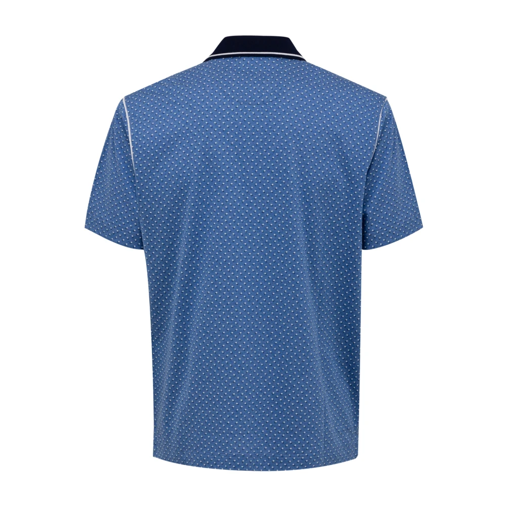 Canali Polo Shirt Korte Mouw Blauw Wit Blue Heren