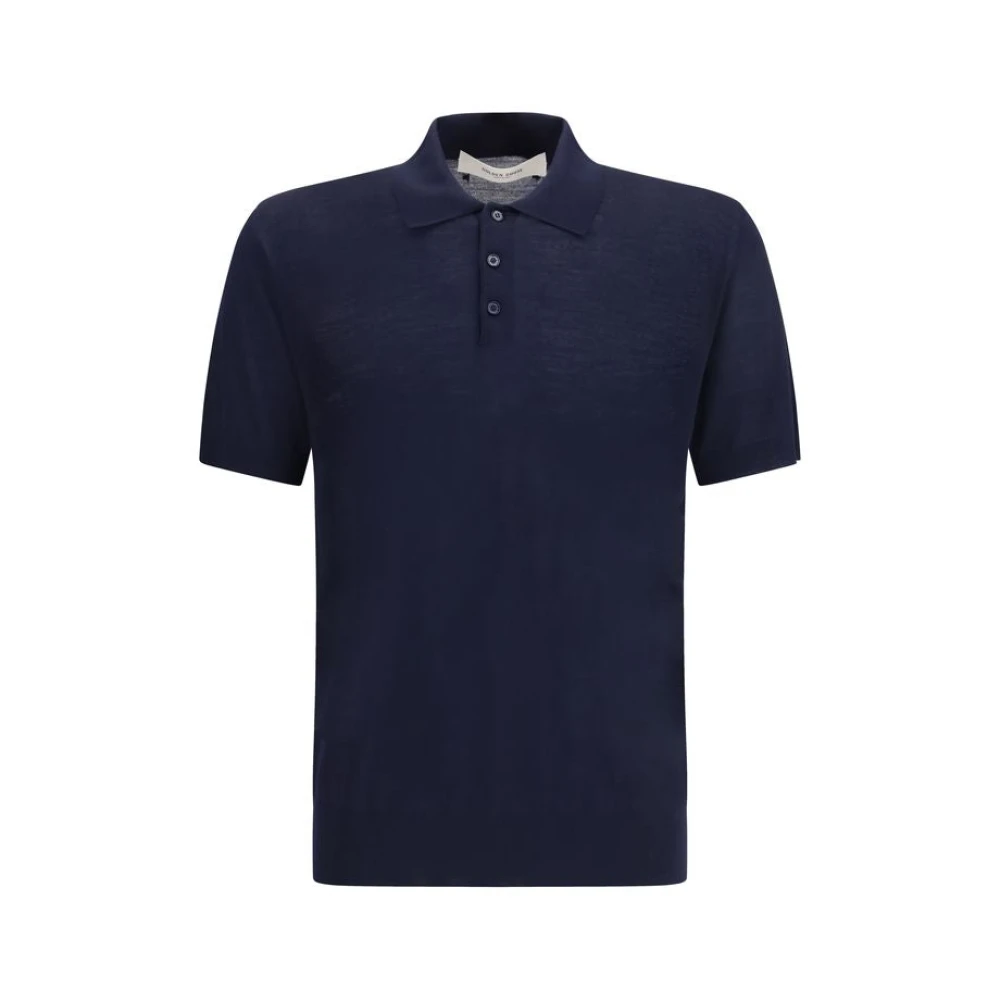 Golden Goose Men's Blue Polo Shirts, Xl, Merino Wool Polo Shirt
