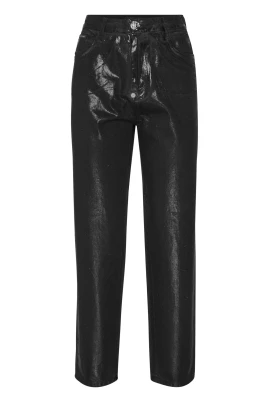 Coated Denim Trousers Mom Fit