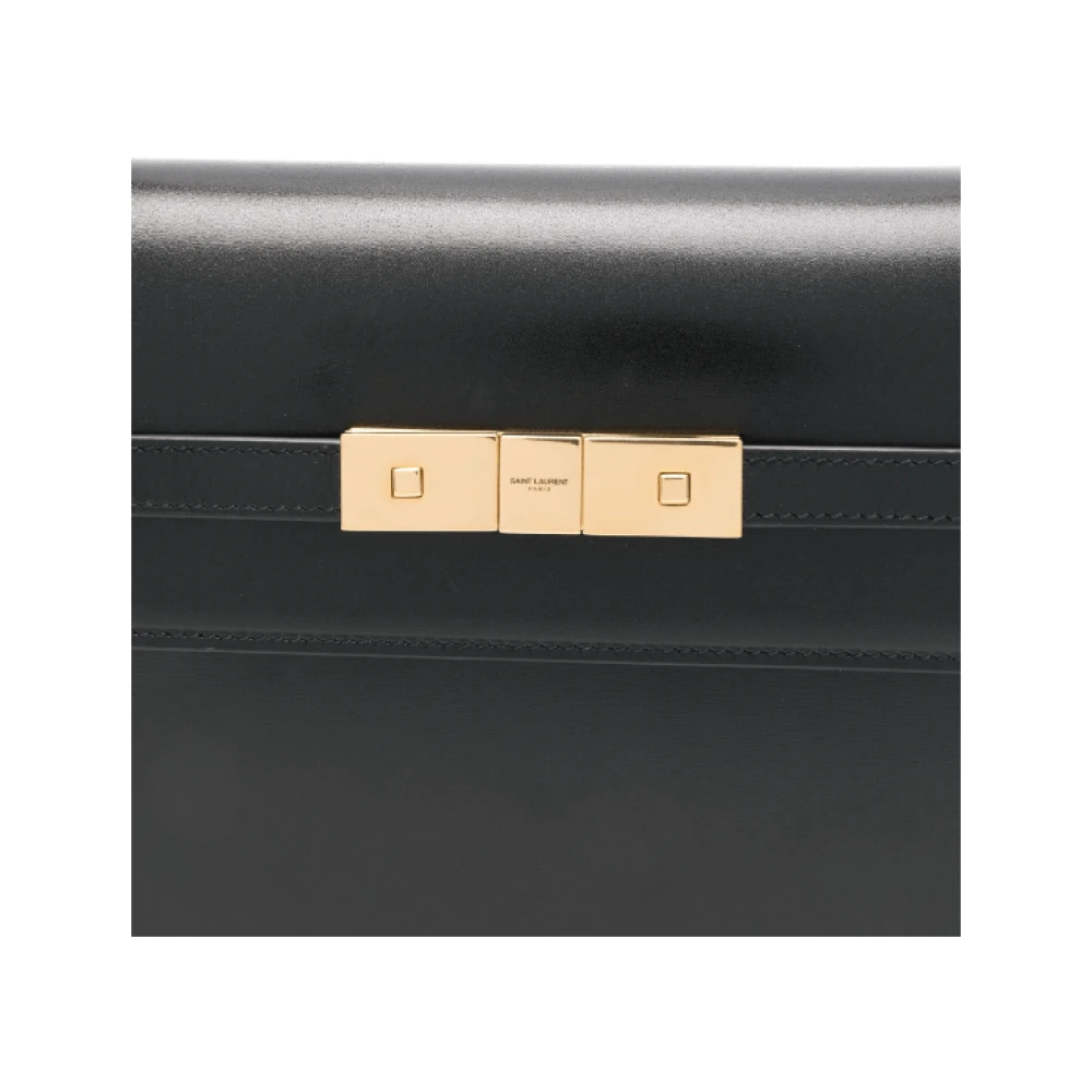 Saint Laurent Zwarte leren schoudertas met klep Black Dames
