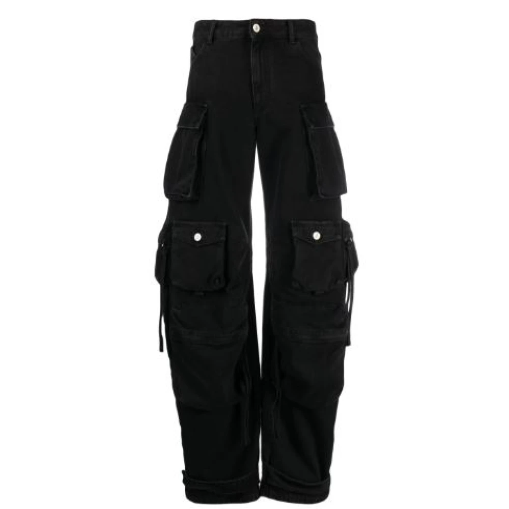 The Attico Zwarte Cargo Wide Leg Broek Black Dames