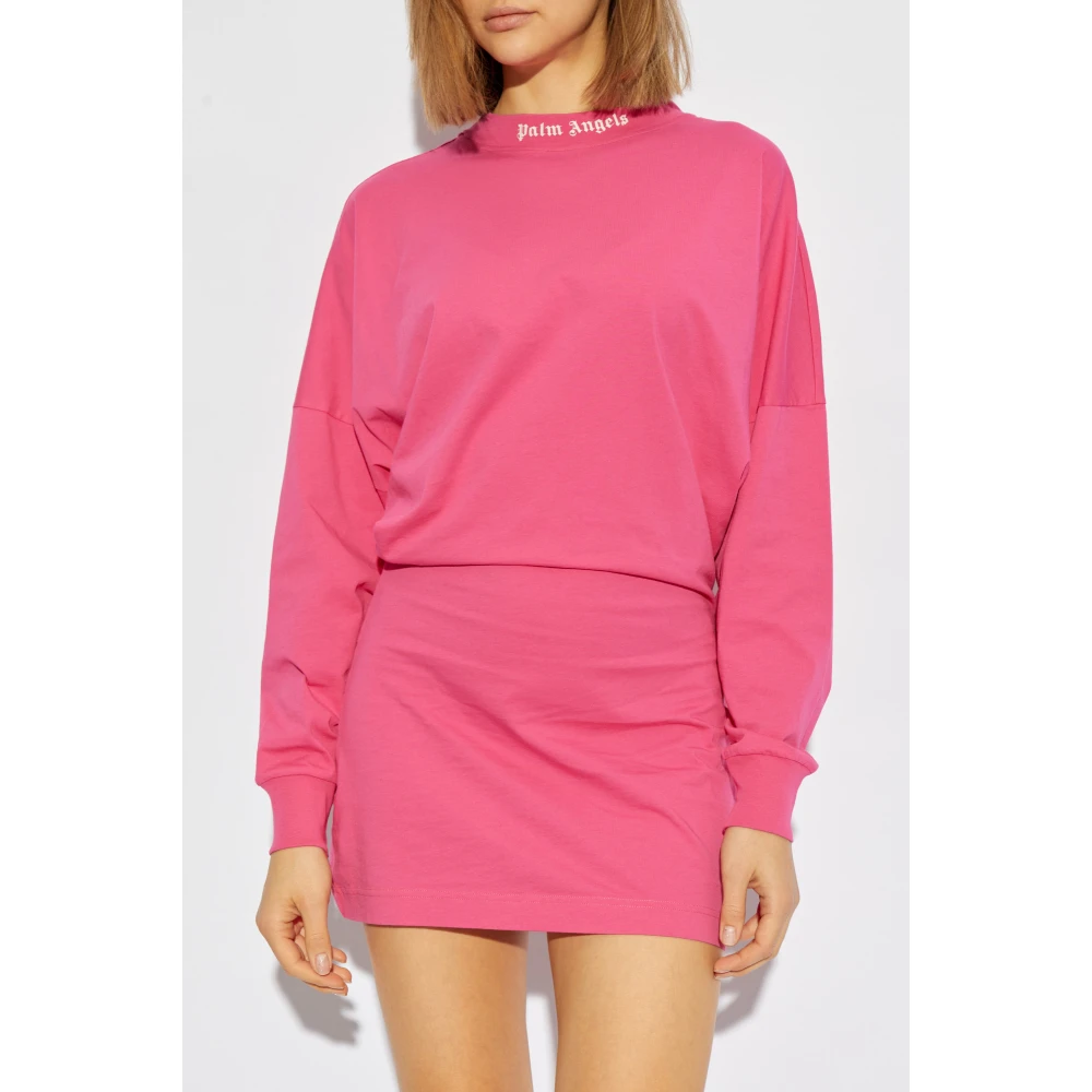 Palm Angels Jurk met logo Pink Dames