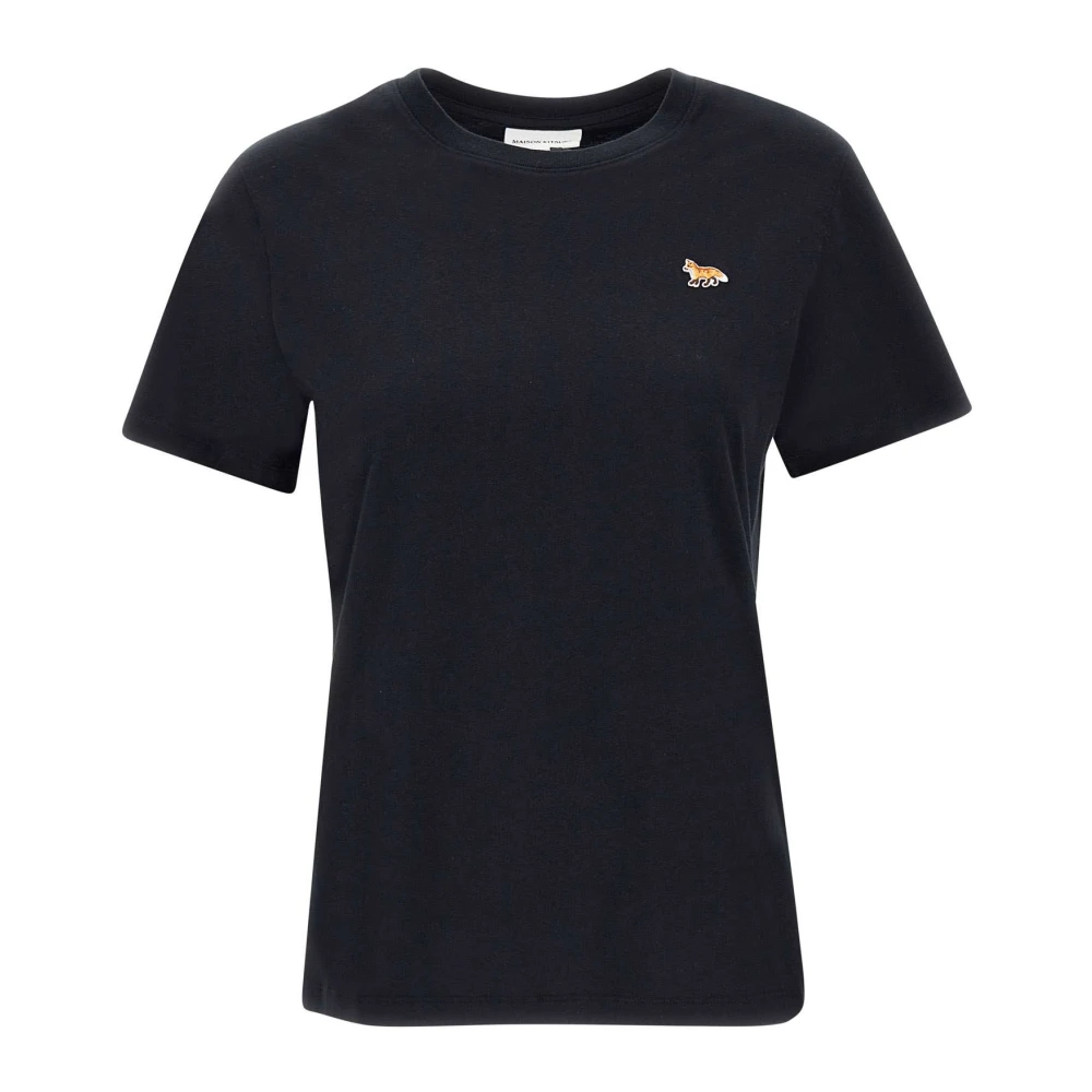 Maison Kitsuné Zwarte Katoenen T-shirt met Fox Logo Black Dames