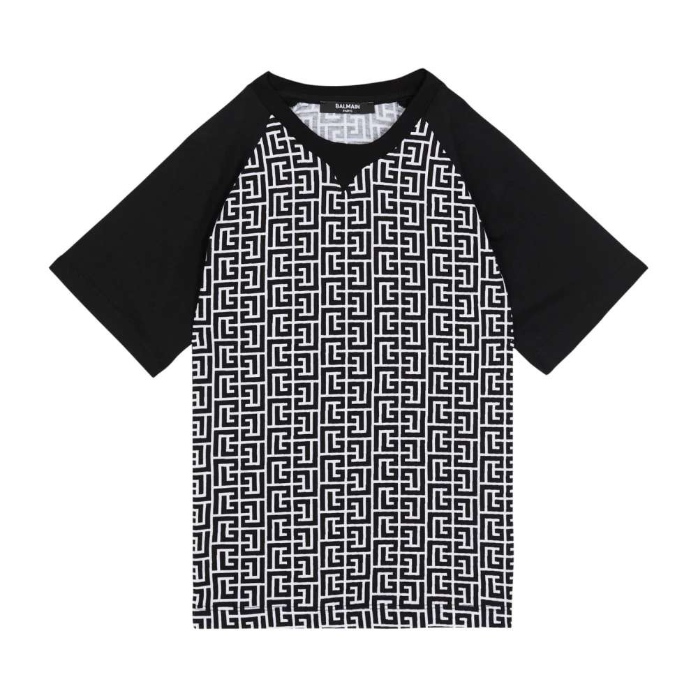 Balmain Unisex Kids Black Monogram T-Shirt - Kids Short Sleeve T-Shirts - 10 Y - Kids