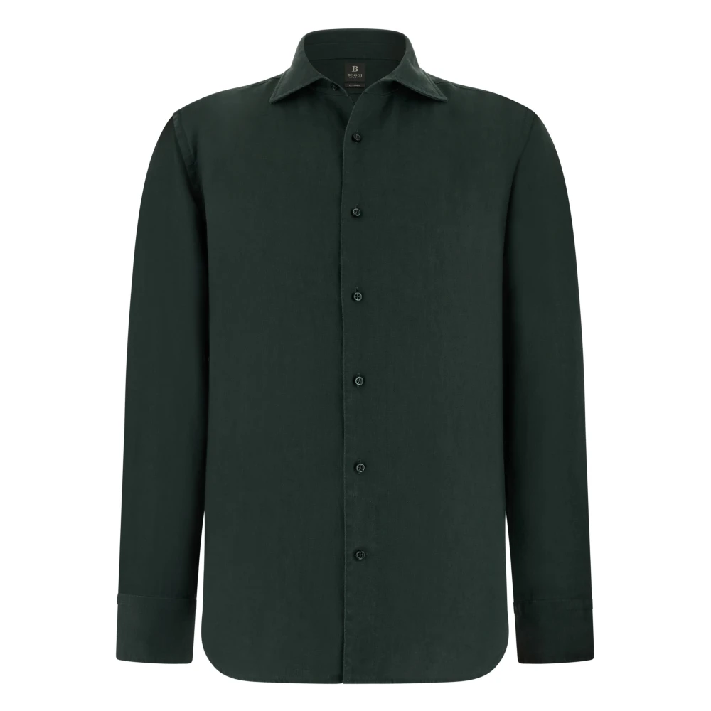 Boggi Milano Uomo Verde - Camicia Regular Fit In Lino - Shirts - 2XL