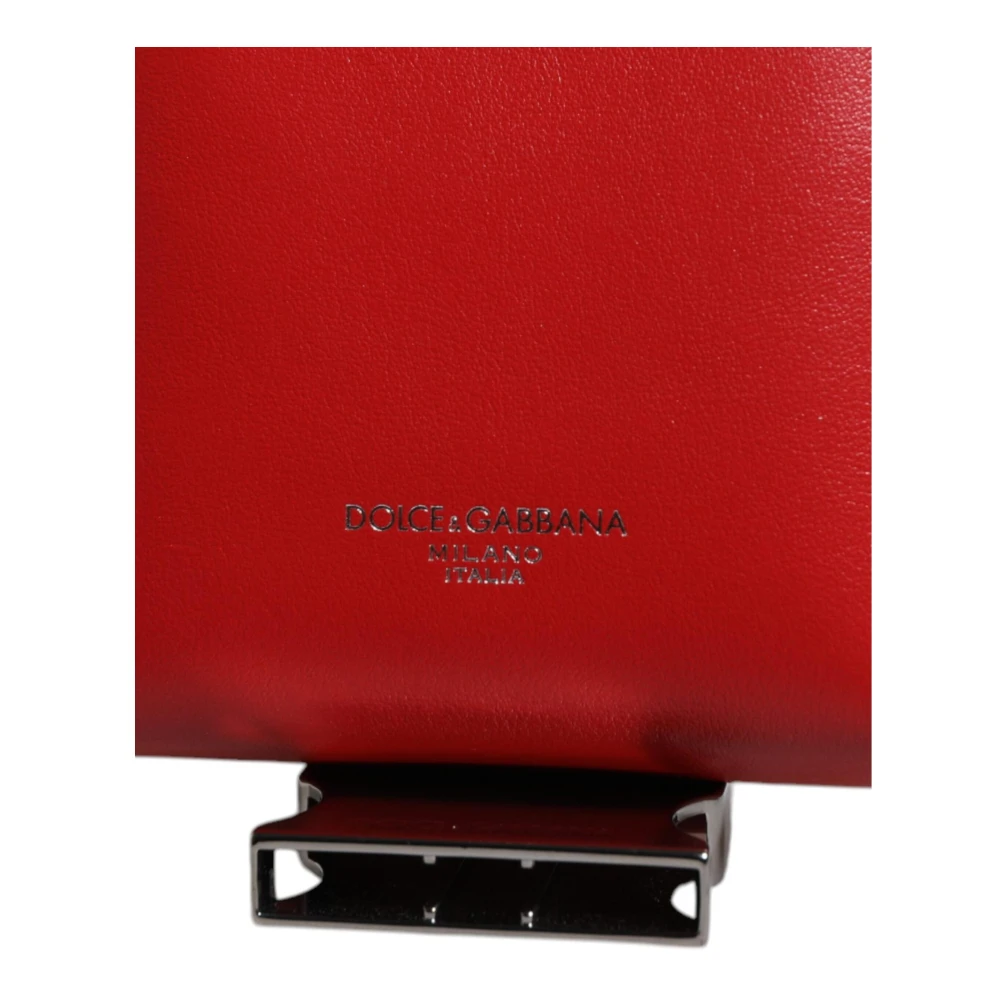 Dolce & Gabbana Rode Leren Logo Kaarthouder Portemonnee Red Heren