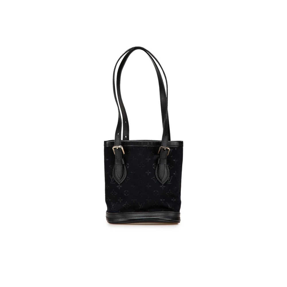 Louis Vuitton Vintage Women's Black Pre-Owned Stylish Fabric Shoulder Bag With Strap Details And Accents