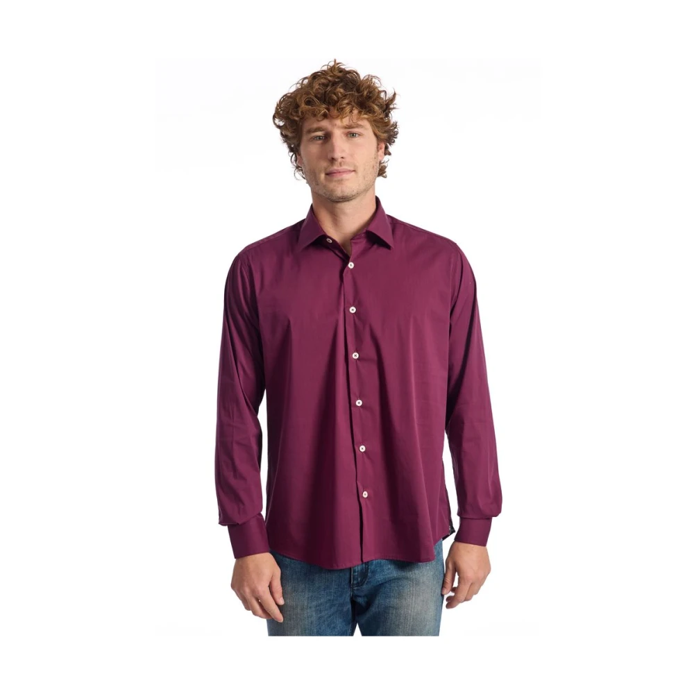 Baldinini Trendy Bourgondische Katoenen Overhemd Purple Heren