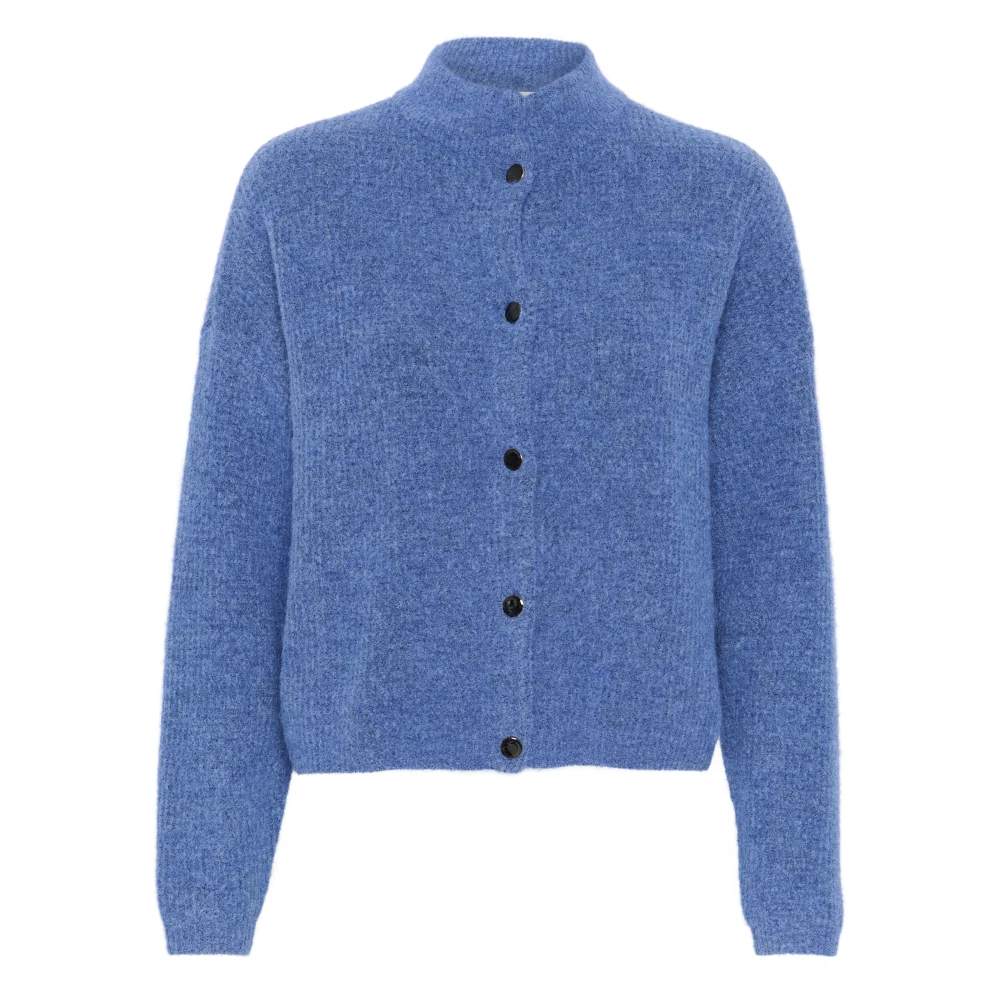Gestuz Blue Cardigans, Female, M, Alphagz Short Cardigan Jacket