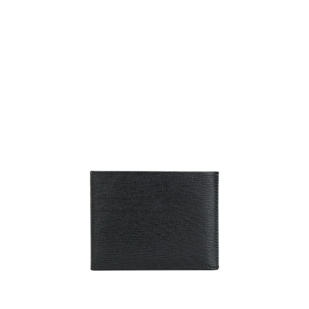 Salvatore Ferragamo Zwarte Leren Portemonnee met Korrelige Textuur Black Heren