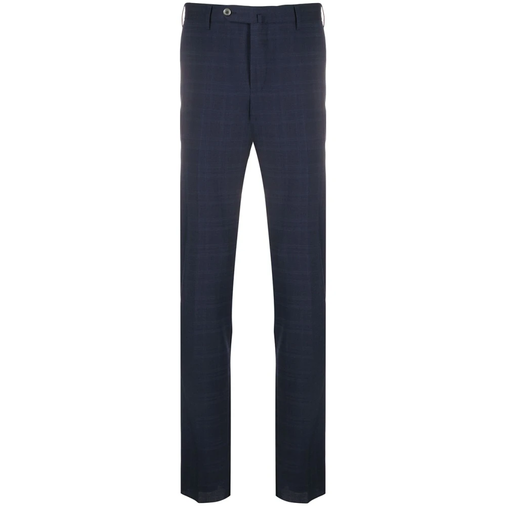 PT Torino Navy Blauw Geruite Slim-Fit Chino's Blue Heren