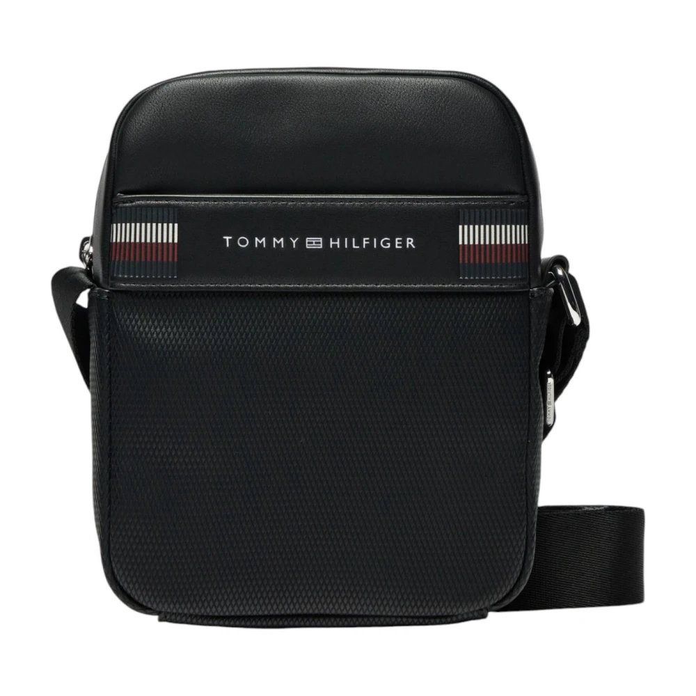 Tommy Hilfiger Zwarte Rits Schoudertas Mannen Herfst Winter Black Heren