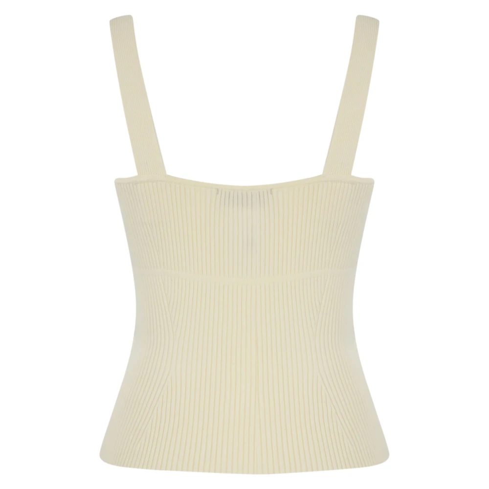 Twinset Ribtop met metalen ovale detail Brown Dames