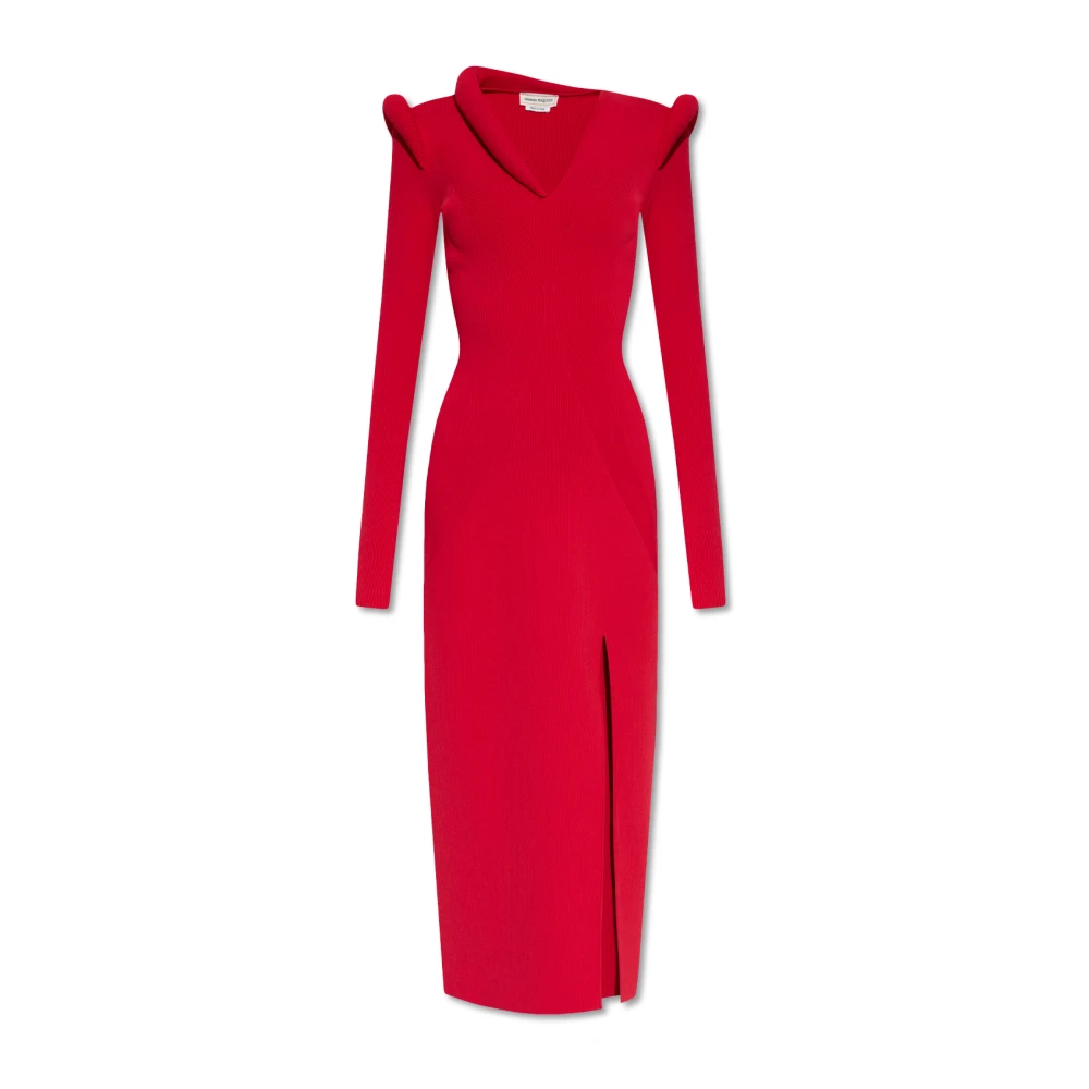 Alexander McQueen Ribbad klänning Red, Dam