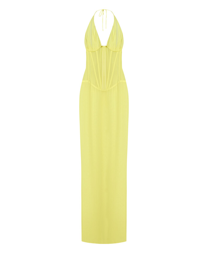 robe-jaune-en-mousseline-col-halter-occasions-elegantes