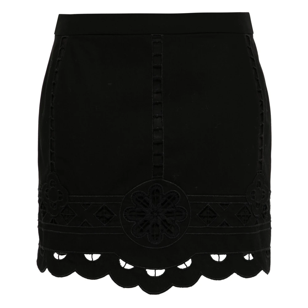 Isabel marant Zwarte Katoenen Minirok Golvende Zoom Black Dames