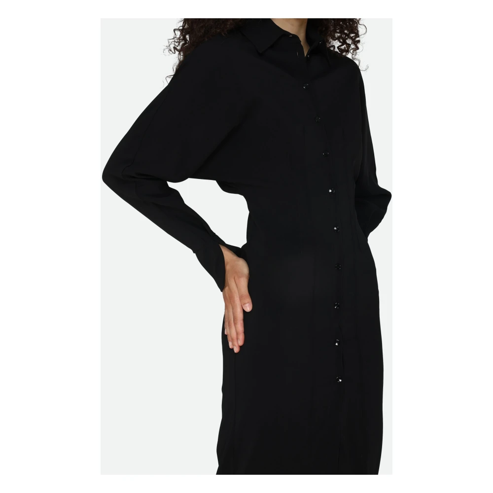 PATRIZIA PEPE Zwarte Chemisier Midi Jurk Black Dames