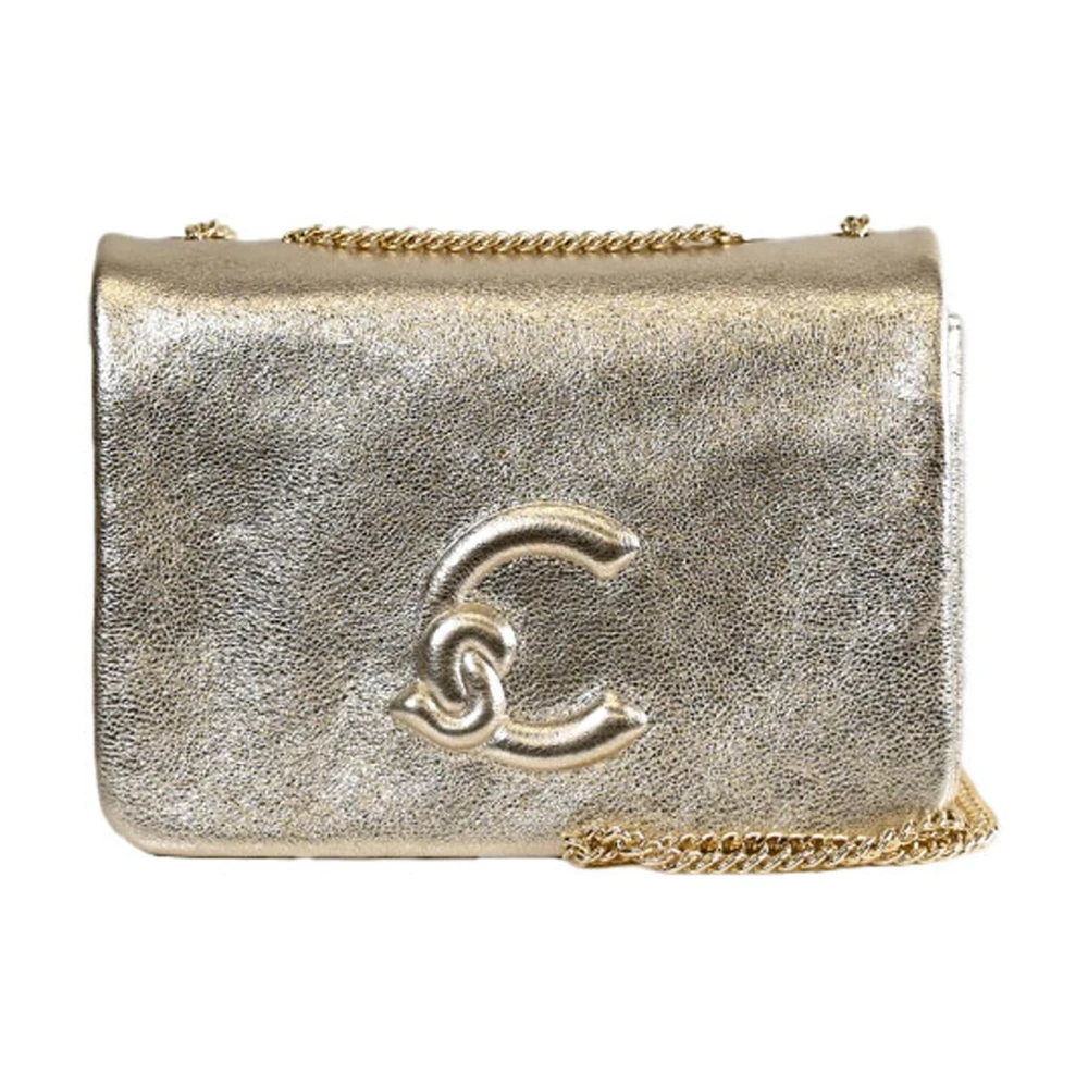Coccinelle Women's Yellow Leather Chain Shoulder Bag With Logo