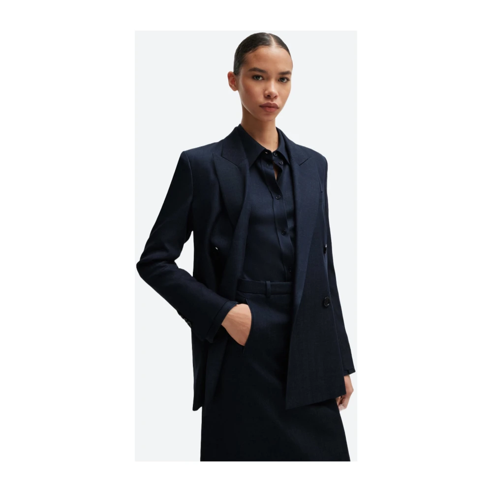 Hugo Boss Klassieke Denim Effect Lange Jas Blue Dames