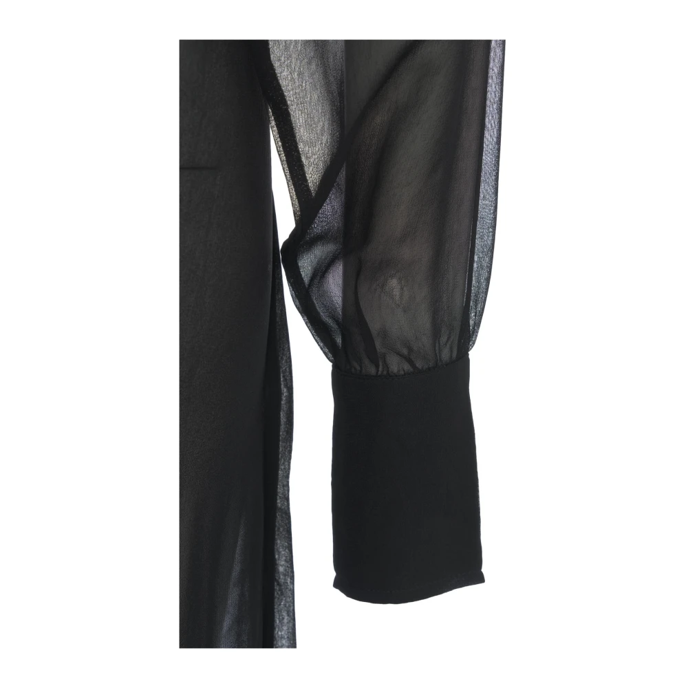 Thom Krom Zwarte Transparante Overhemdjurk Elegant Chic Black Dames