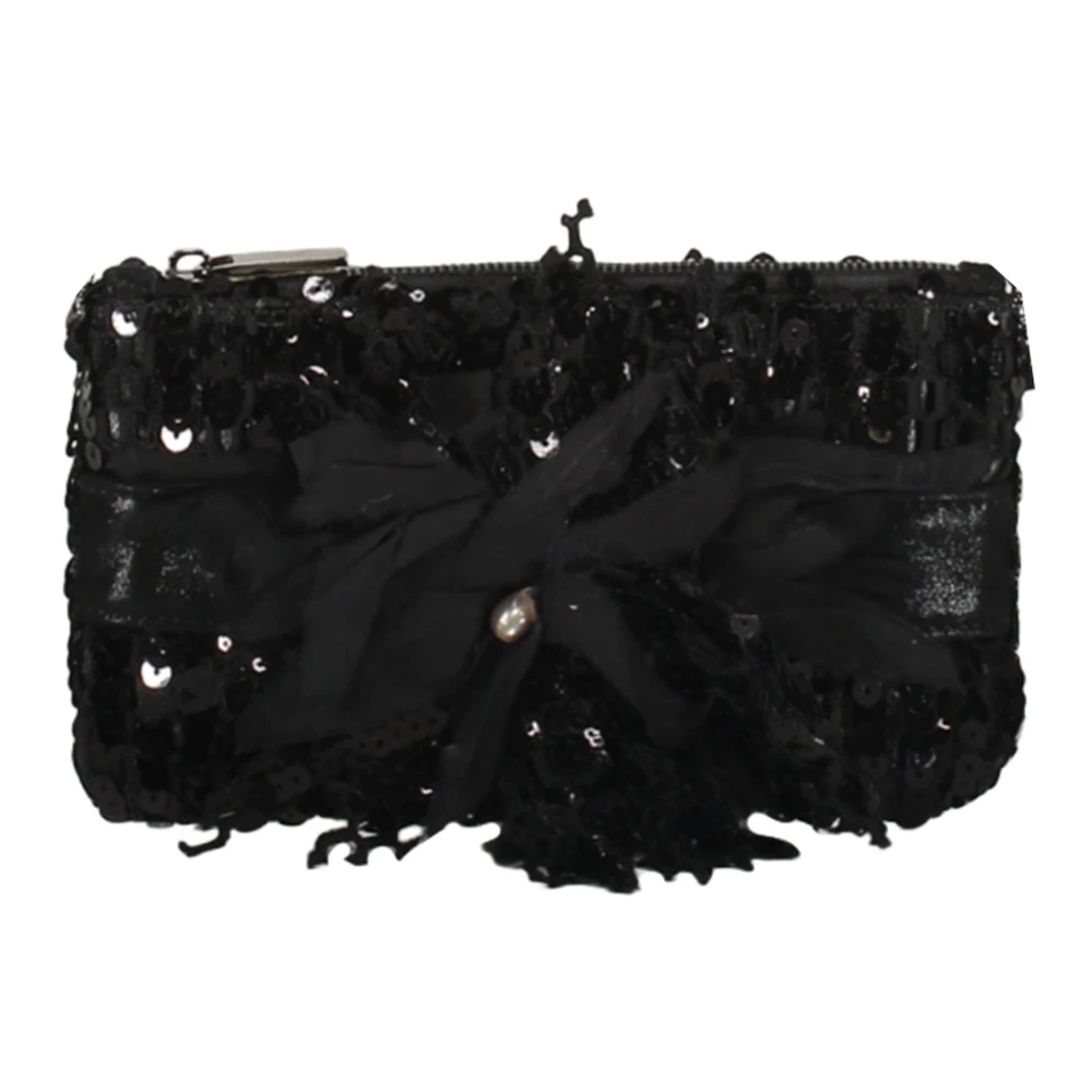Lorena Antoniazzi Pailletversierde Bloemenclutch met Ketting Black Dames