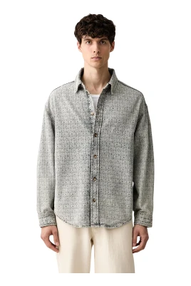 Denimskjorta med heltäckande jacquardmonogrammönster