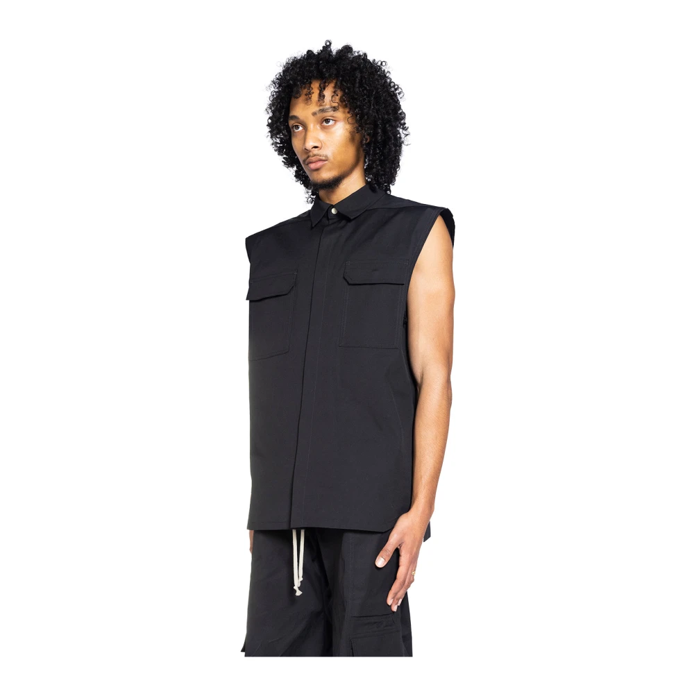 Rick Owens Zwarte Mouwloze Buitenshirt Black Heren