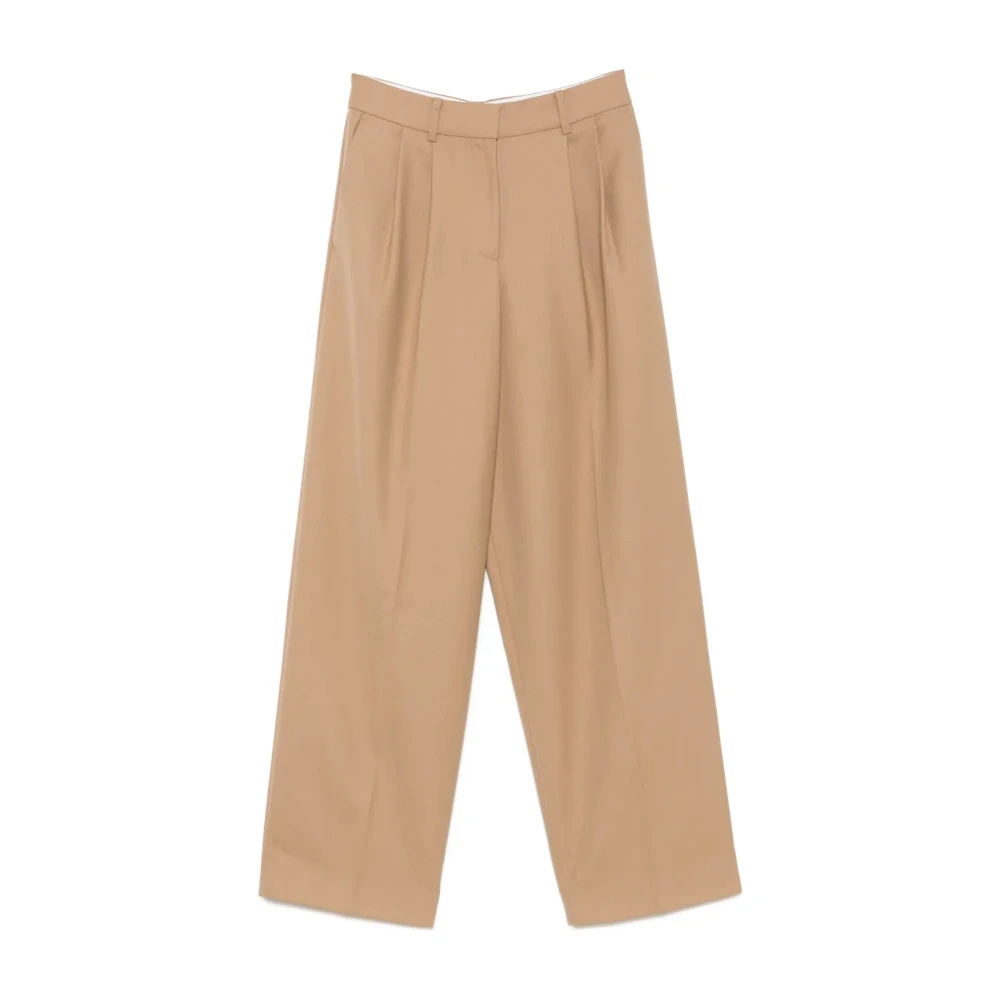 Michael Kors Brown Wide Trousers, Female, S, Pleated Wide-Leg Trousers