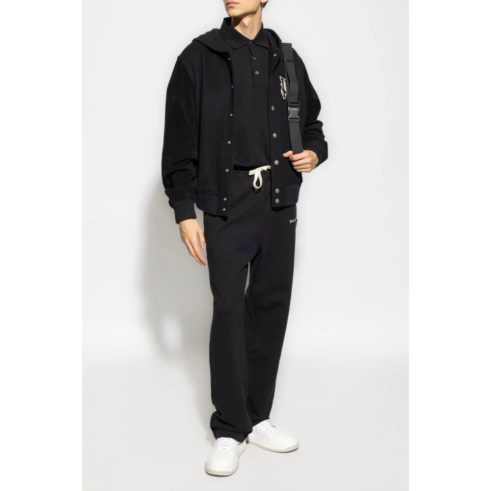 Palm Angels Polo met geborduurd logo Black Heren