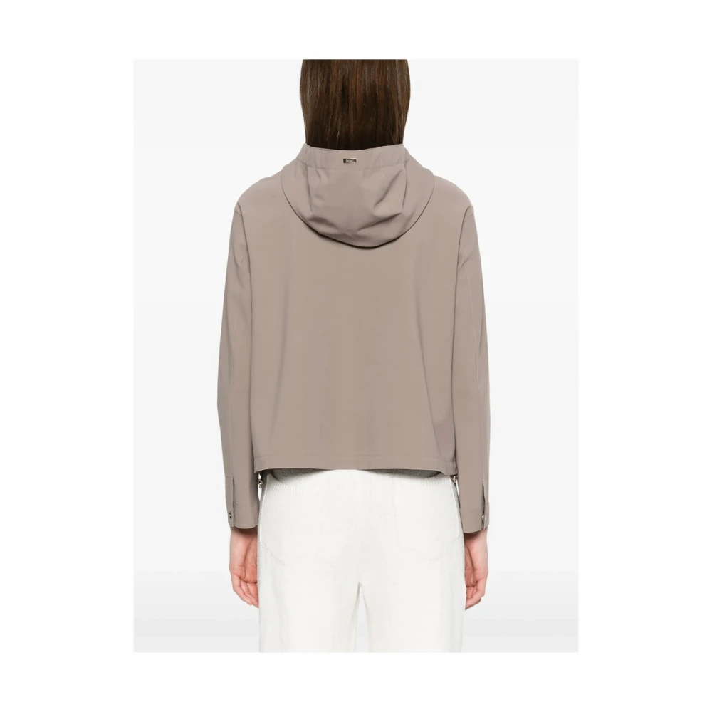 Herno Grijze Jas met Rits en Toggle Details Brown Dames