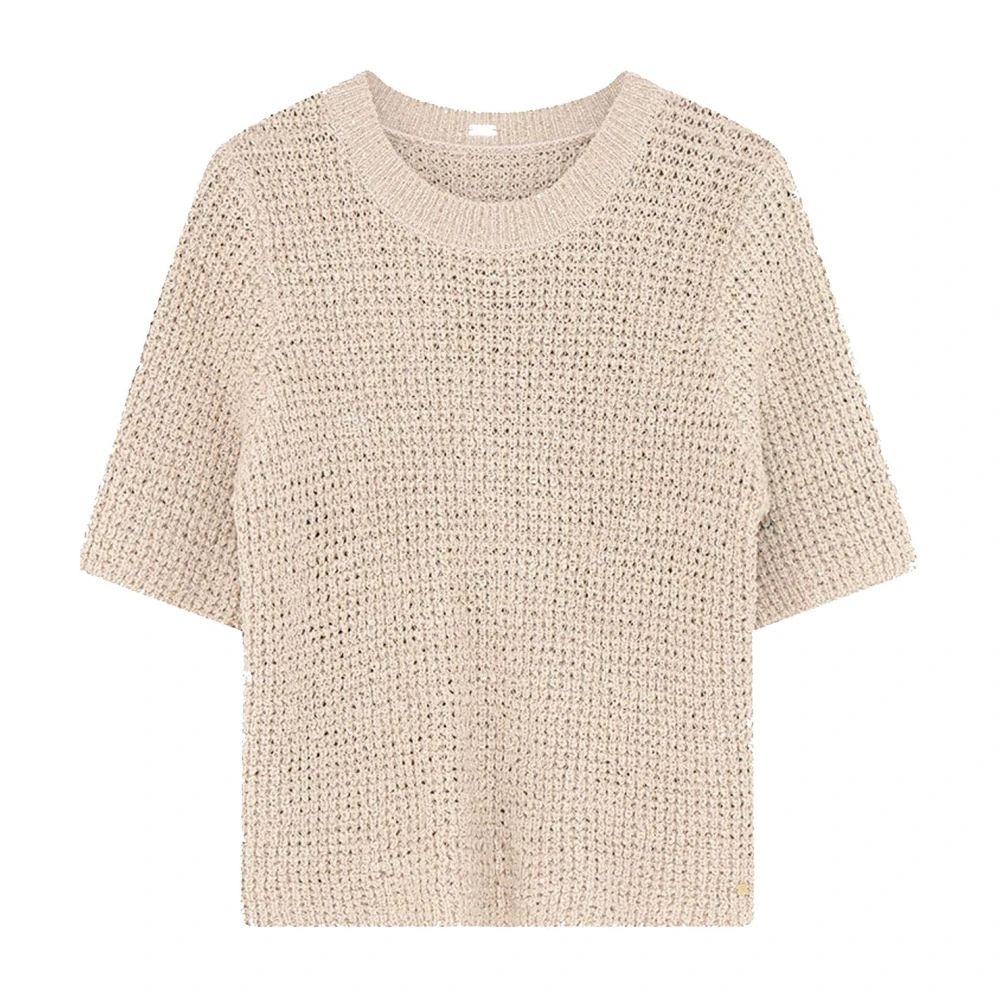 Gustav Knit T-shirt met korte mouwen en pailletten Beige Dames