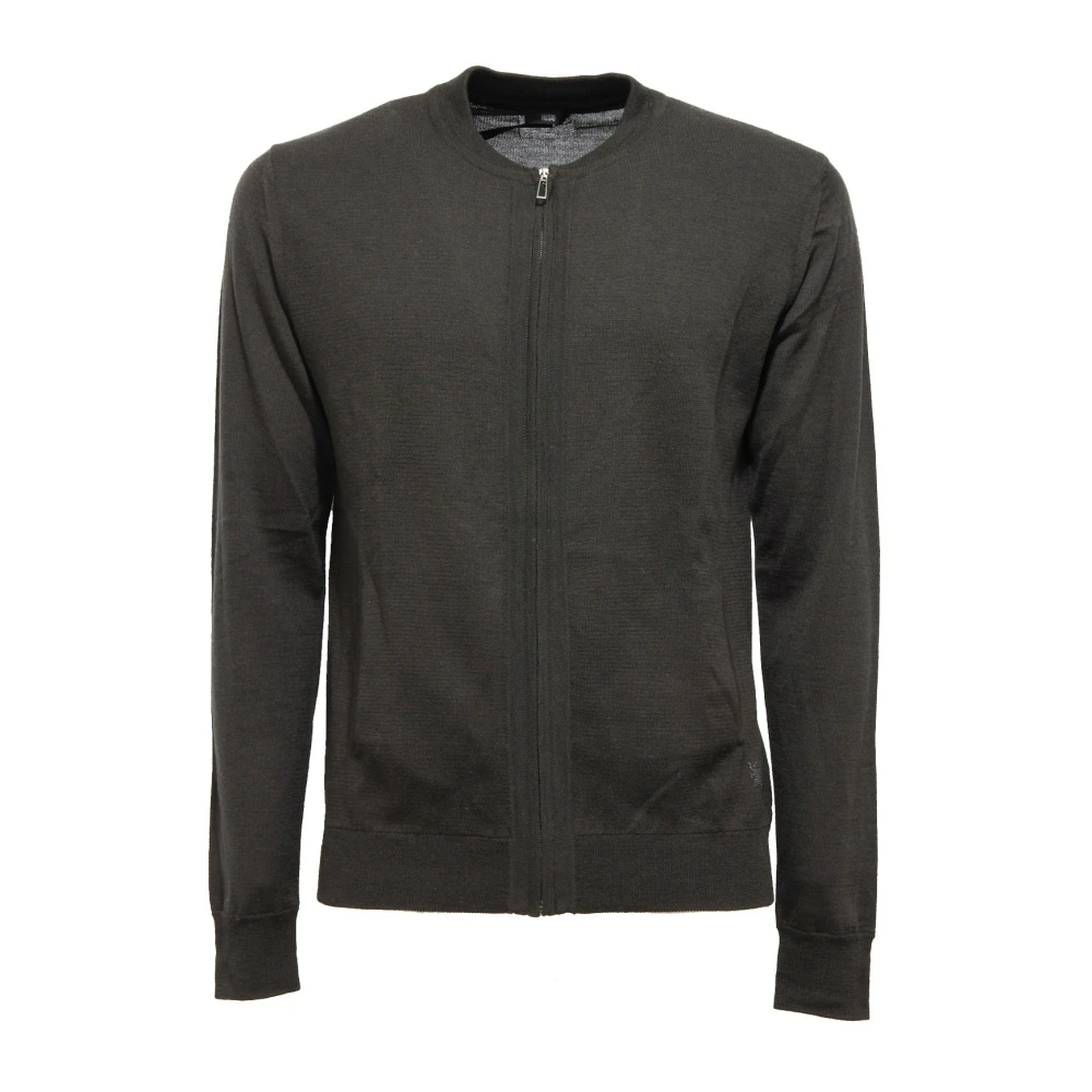 Hosio Men's Green Cardigans, S, Lupo Zip