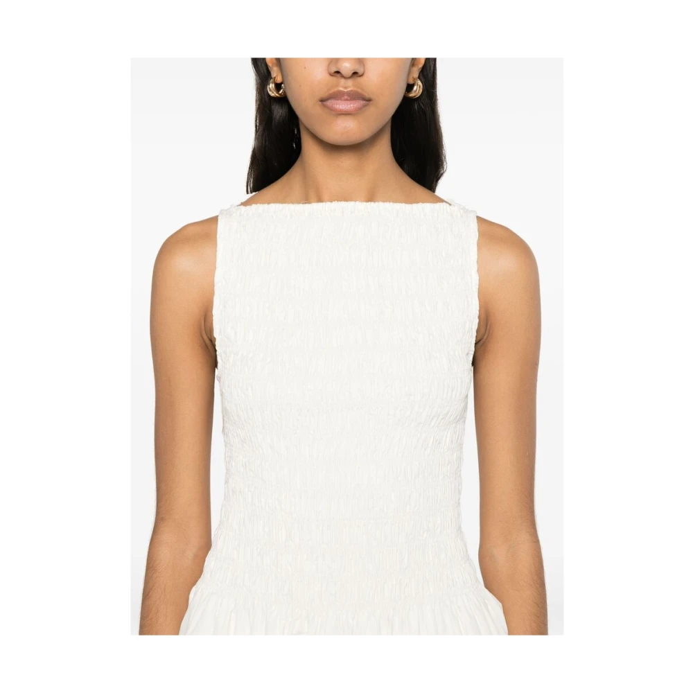 Faithfull the Brand Witte Vierkante Hals Mouwloze Jurk White Dames