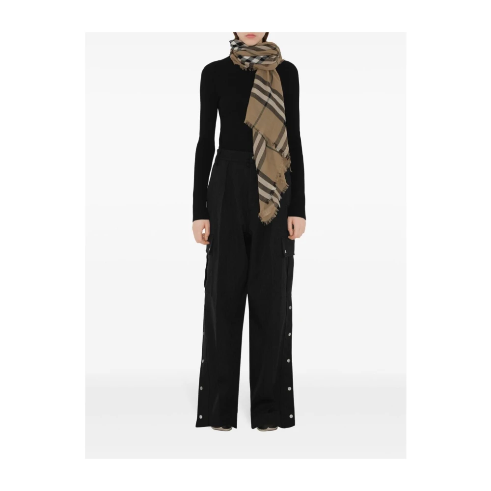 Burberry Giant Khaki Zwart Geruit Sjaal Brown Heren