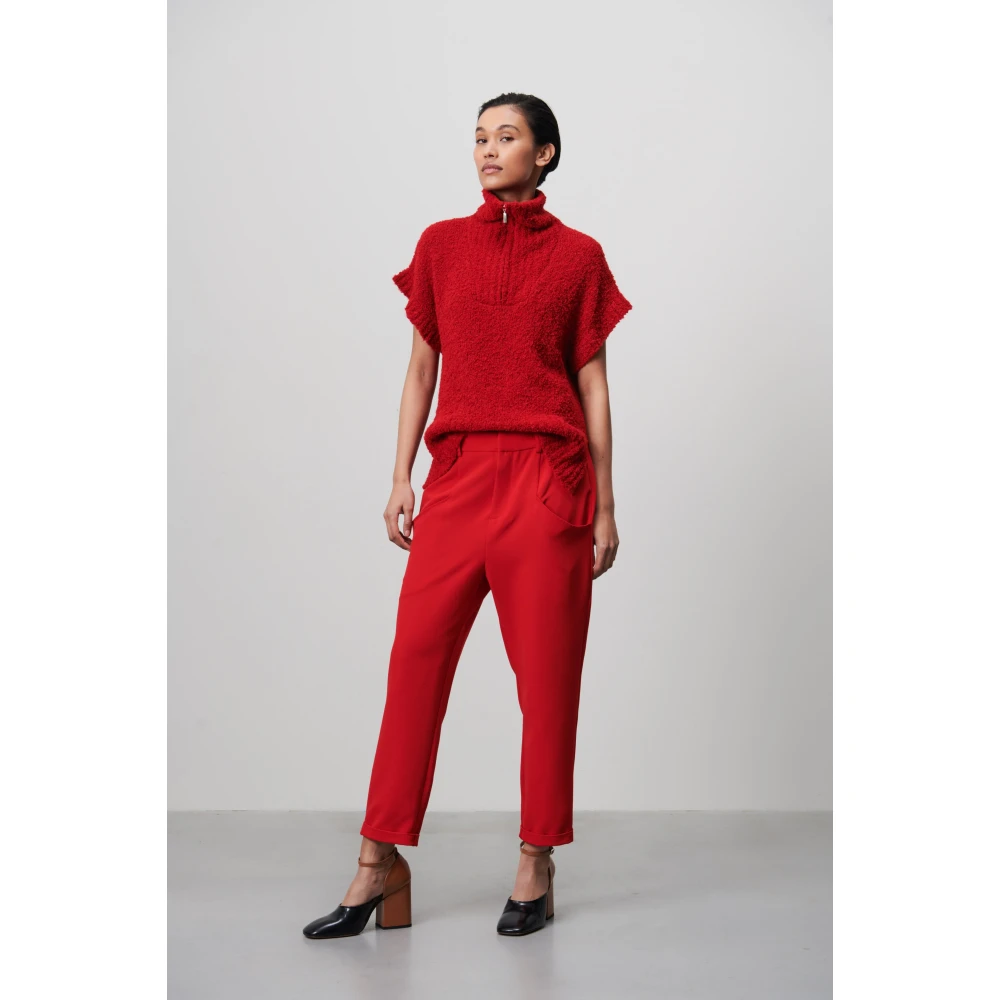 Jane Lushka Rode Teddy Vest | Boucle Effect Design Red Dames